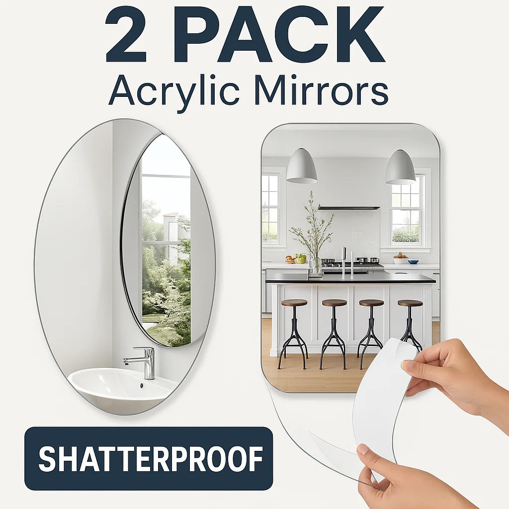 Combo of Oval Shape & Square Shape Mirror (Pack of 2)