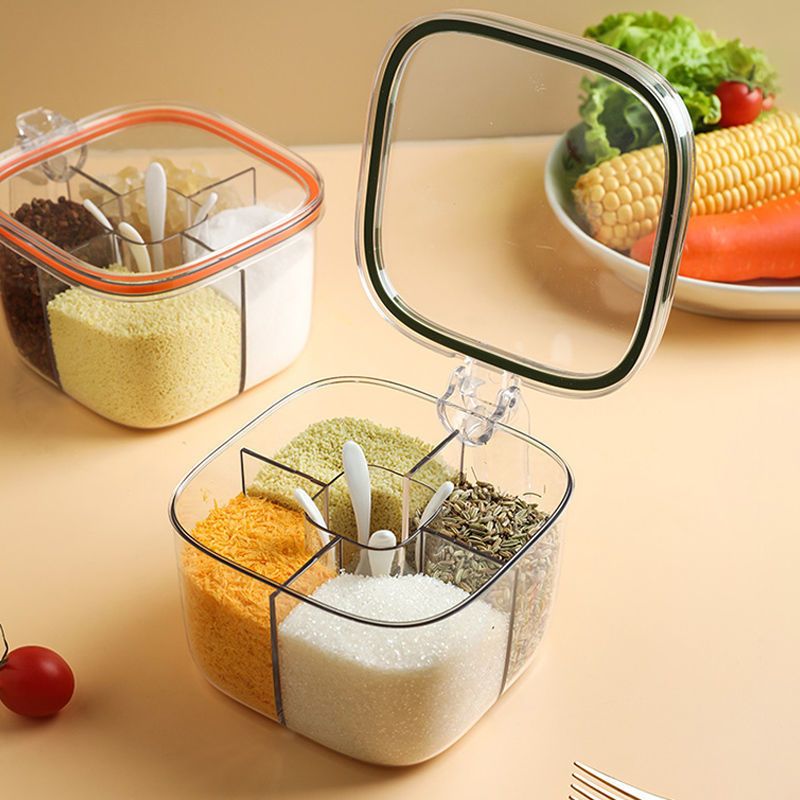 Food Grade Plastic 4-Section Fancy Masala Box - Trevia Mart