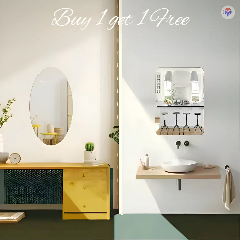 Combo of Oval Shape & Square Shape Mirror (Pack of 2) - Trevia Mart