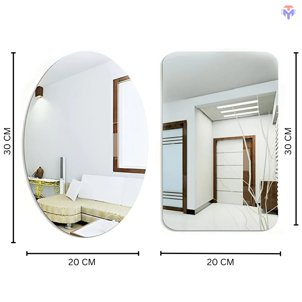 Combo of Oval Shape & Square Shape Mirror (Pack of 2) - Trevia Mart