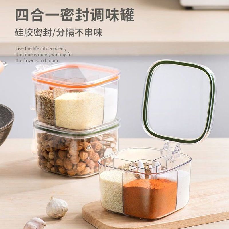 Food Grade Plastic 4-Section Fancy Masala Box - Trevia Mart